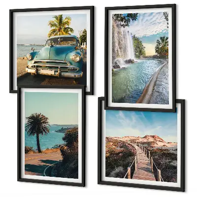 Wanddeko-Set mit Urlaub, Palmen und Wasserfall Motiv