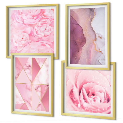 Polyptychon mit rahmen Rosa geometrische Pfingstrosen