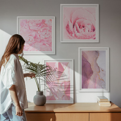 Polyptychon mit rahmen Rosa geometrische Pfingstrosen