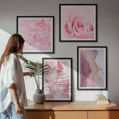 Polyptychon mit rahmen Rosa geometrische Pfingstrosen