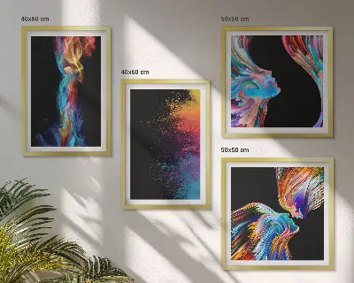 Wanddeko-Set farbenfrohe Abstraktionen mit Gesichtern und Formen