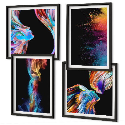 Wanddeko-set Farbenfrohe Abstraktionen, Gesichter, Formen