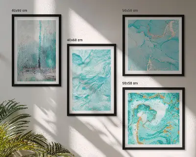 Polyptychon mit Rahmen mit abstrakten Mustern in Blautönen