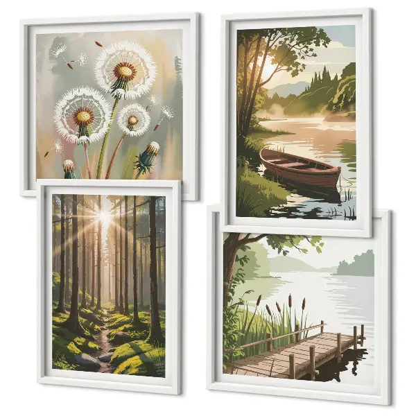 Wanddeko-Set mit Motiv Waldlandschaft und See