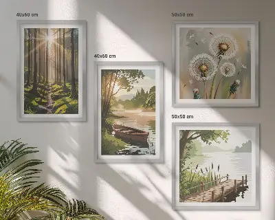Wanddeko-Set mit Motiv Waldlandschaft und See