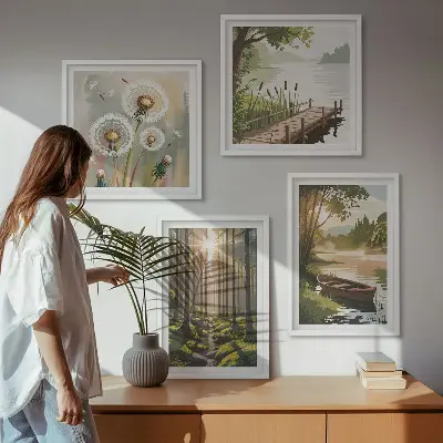 Wanddeko-Set mit Motiv Waldlandschaft und See