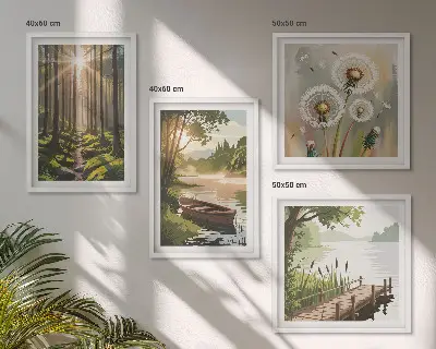 Wanddeko-Set mit Motiv Waldlandschaft und See