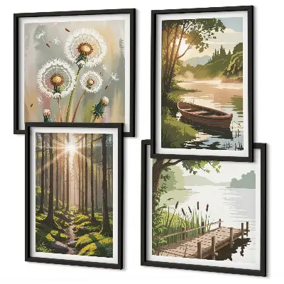Wanddeko-Set mit Motiv Waldlandschaft und See