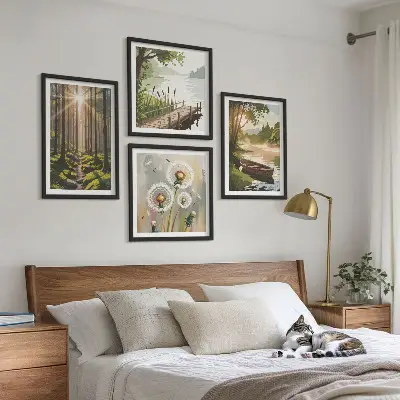 Wanddeko-Set mit Motiv Waldlandschaft und See