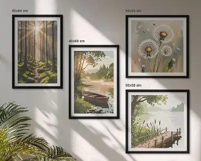 Wanddeko-Set mit Motiv Waldlandschaft und See