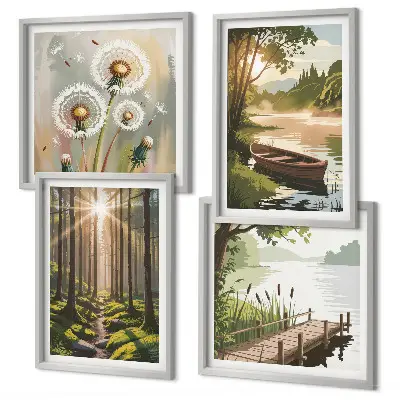 Wanddeko-Set mit Motiv Waldlandschaft und See