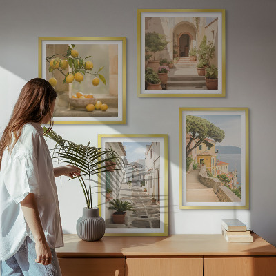 Polyptychon mit rahmen Zitrusbaum im Fenster am Meer