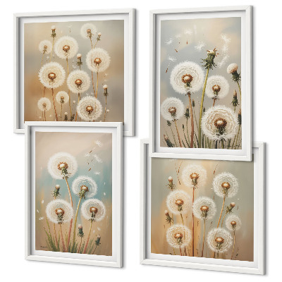 Wanddeko-set Pastellfarbene Löwenzahnblüten