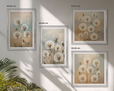 Wanddeko-set Pastellfarbene Löwenzahnblüten