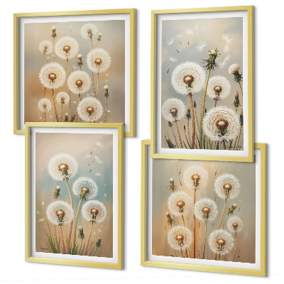 Wanddeko-set Pastellfarbene Löwenzahnblüten