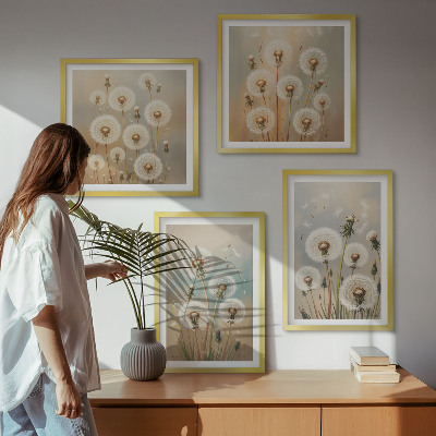 Wanddeko-set Pastellfarbene Löwenzahnblüten