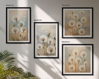 Wanddeko-set Pastellfarbene Löwenzahnblüten