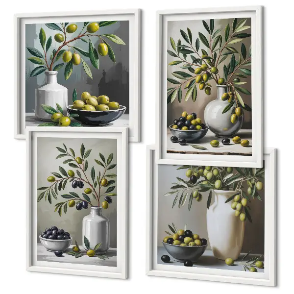 Wanddeko-Set in Keramikgrau im Oliven-Design