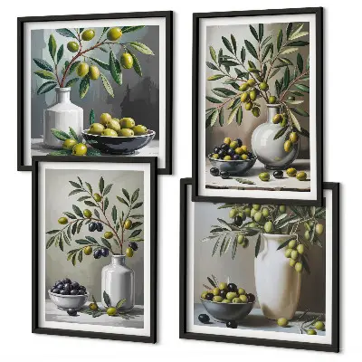 Wanddeko-Set in Keramikgrau im Oliven-Design