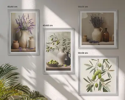 Blumen in Vasen Polyptychon mit Rahmen als Wanddekoration