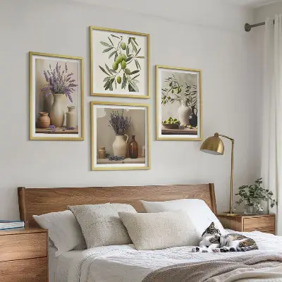 Blumen in Vasen Polyptychon mit Rahmen als Wanddekoration