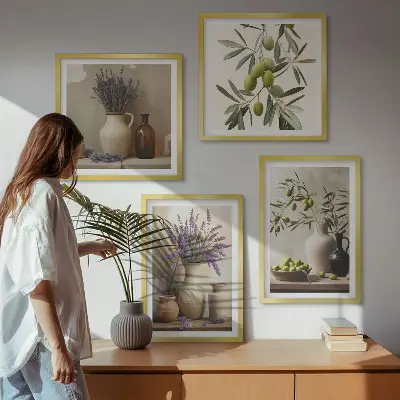 Blumen in Vasen Polyptychon mit Rahmen als Wanddekoration