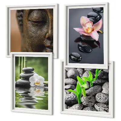Wanddeko-Set friedliche Blumen-und-Buddha-Komposition im Zen-Stil