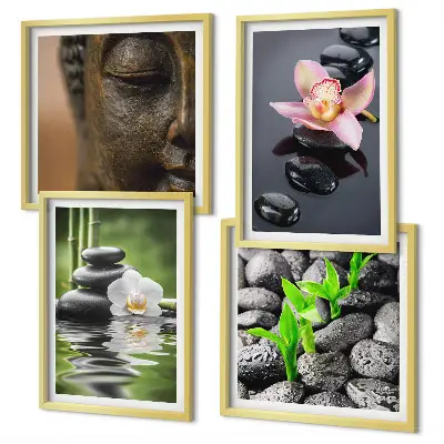 Wanddeko-Set friedliche Blumen-und-Buddha-Komposition im Zen-Stil