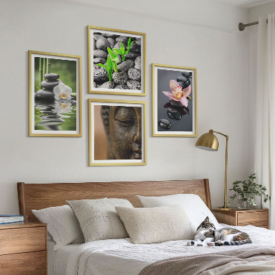 Wanddeko-set Friedliche Zen-Blumen-Buddha-Komposition