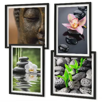 Wanddeko-Set friedliche Blumen-und-Buddha-Komposition im Zen-Stil
