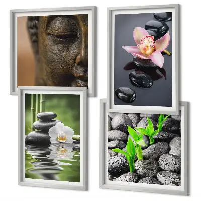 Wanddeko-Set friedliche Blumen-und-Buddha-Komposition im Zen-Stil