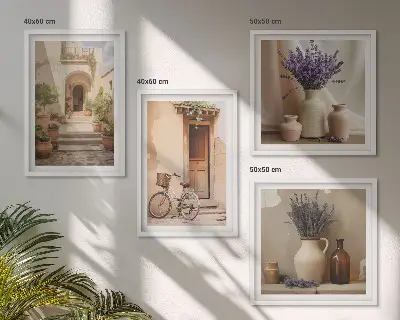 Lavendelblüten und Architektur Polyptychon mit Rahmen