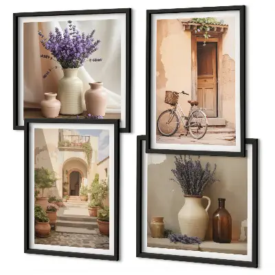 Lavendelblüten und Architektur Polyptychon mit Rahmen