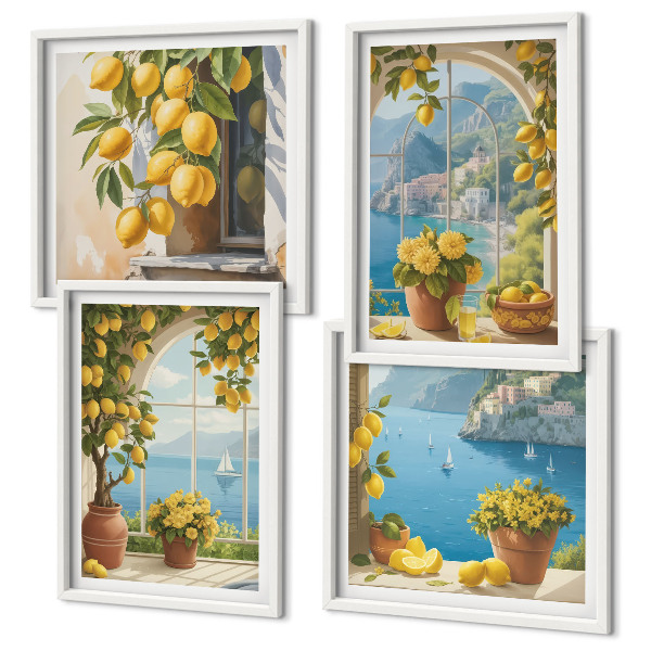 Wanddeko-set Meereslandschaften, Zitronen, Fenster