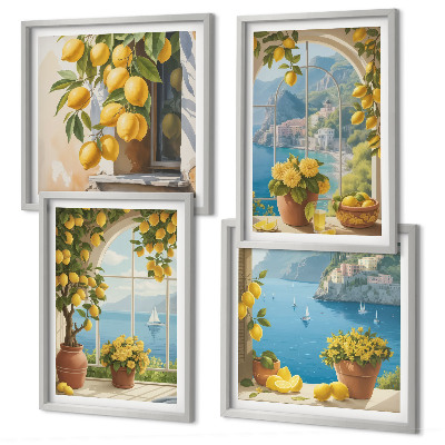 Wanddeko-set Meereslandschaften, Zitronen, Fenster