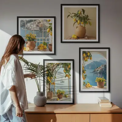 Zitronenblumen aus der Küstenstadt als gerahmtes Polyptychon