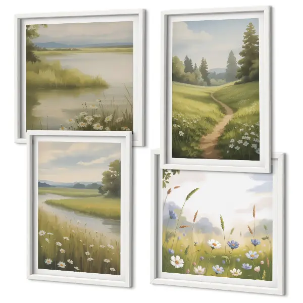 Wanddeko-Set Motiv Frühlingslandschaft Flusswiese