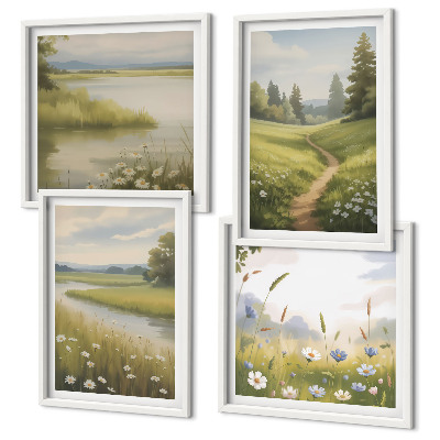 Wanddeko-set Frühlingslandschaft Flusswiese