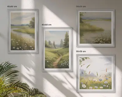 Wanddeko-Set Motiv Frühlingslandschaft Flusswiese