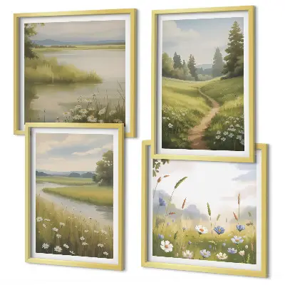 Wanddeko-Set Motiv Frühlingslandschaft Flusswiese