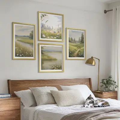 Wanddeko-Set Motiv Frühlingslandschaft Flusswiese