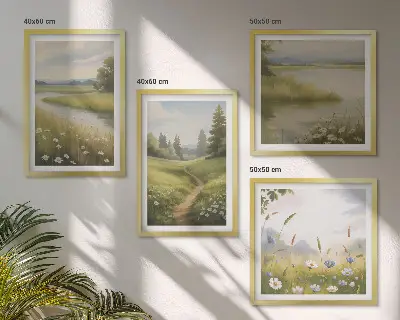 Wanddeko-Set Motiv Frühlingslandschaft Flusswiese