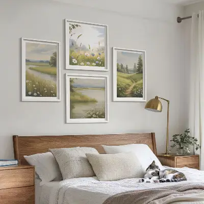 Wanddeko-Set Motiv Frühlingslandschaft Flusswiese