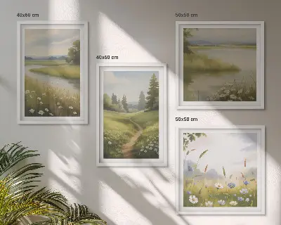 Wanddeko-Set Motiv Frühlingslandschaft Flusswiese