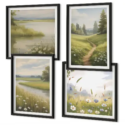 Wanddeko-Set Motiv Frühlingslandschaft Flusswiese