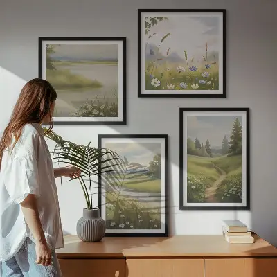 Wanddeko-Set Motiv Frühlingslandschaft Flusswiese