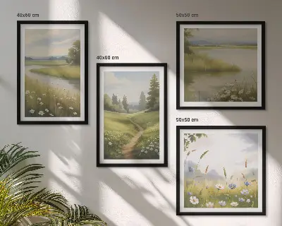 Wanddeko-Set Motiv Frühlingslandschaft Flusswiese