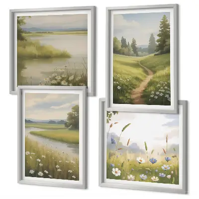 Wanddeko-Set Motiv Frühlingslandschaft Flusswiese