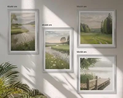 Sommerlandschaften Flusswiese als gerahmtes Polyptychon