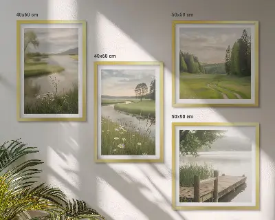 Sommerlandschaften Flusswiese als gerahmtes Polyptychon